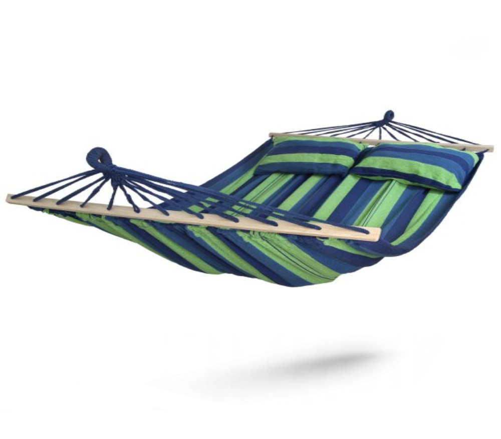 Portable Wooden Spreader Crossbar Hanging Hammock Bed With Big Pillows