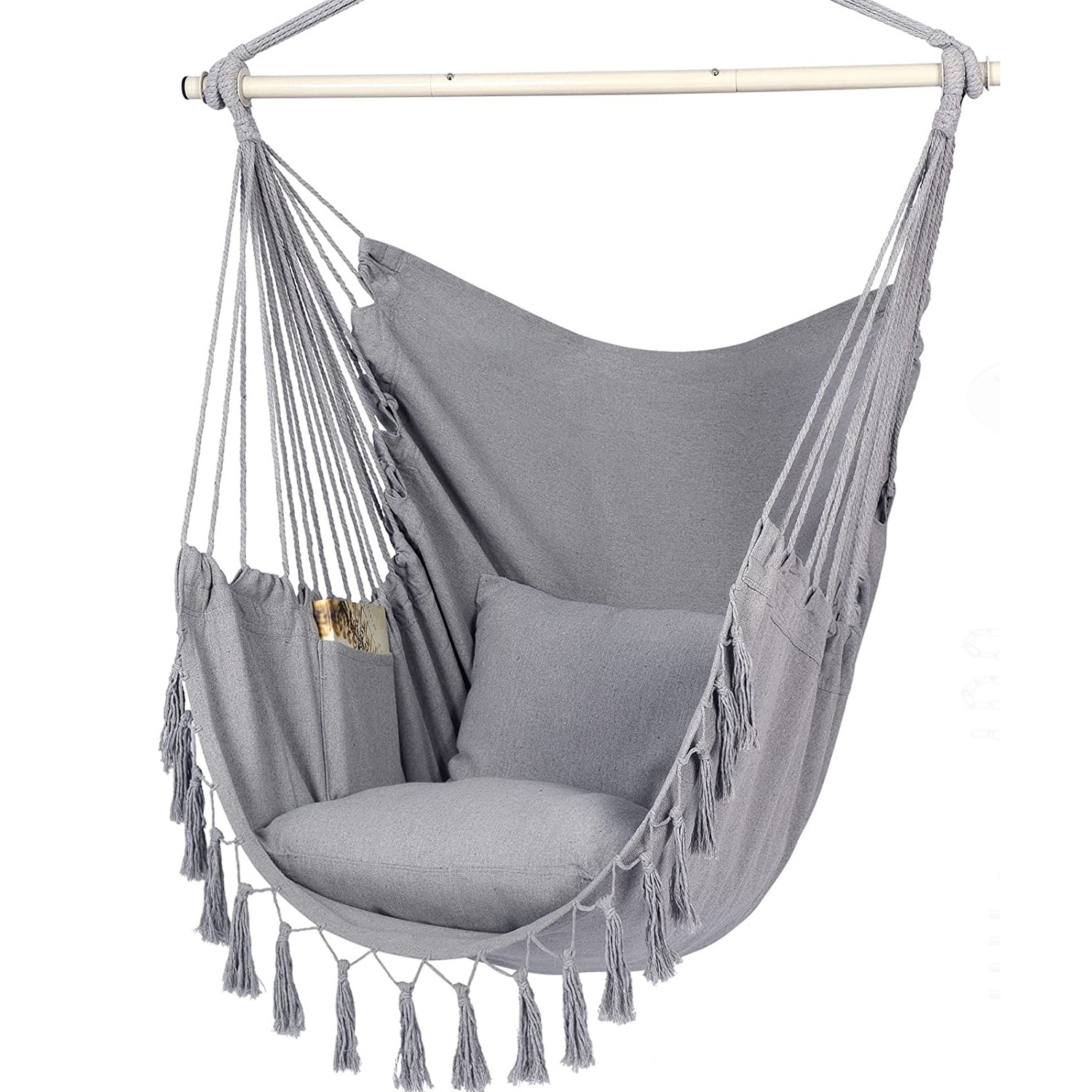 Max 500 Pounds Light Grey Hanging Swing Chair With Hardware Kits