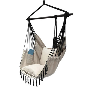 BoHemian Macrame Hammock Hanging Chair With Cup Holder