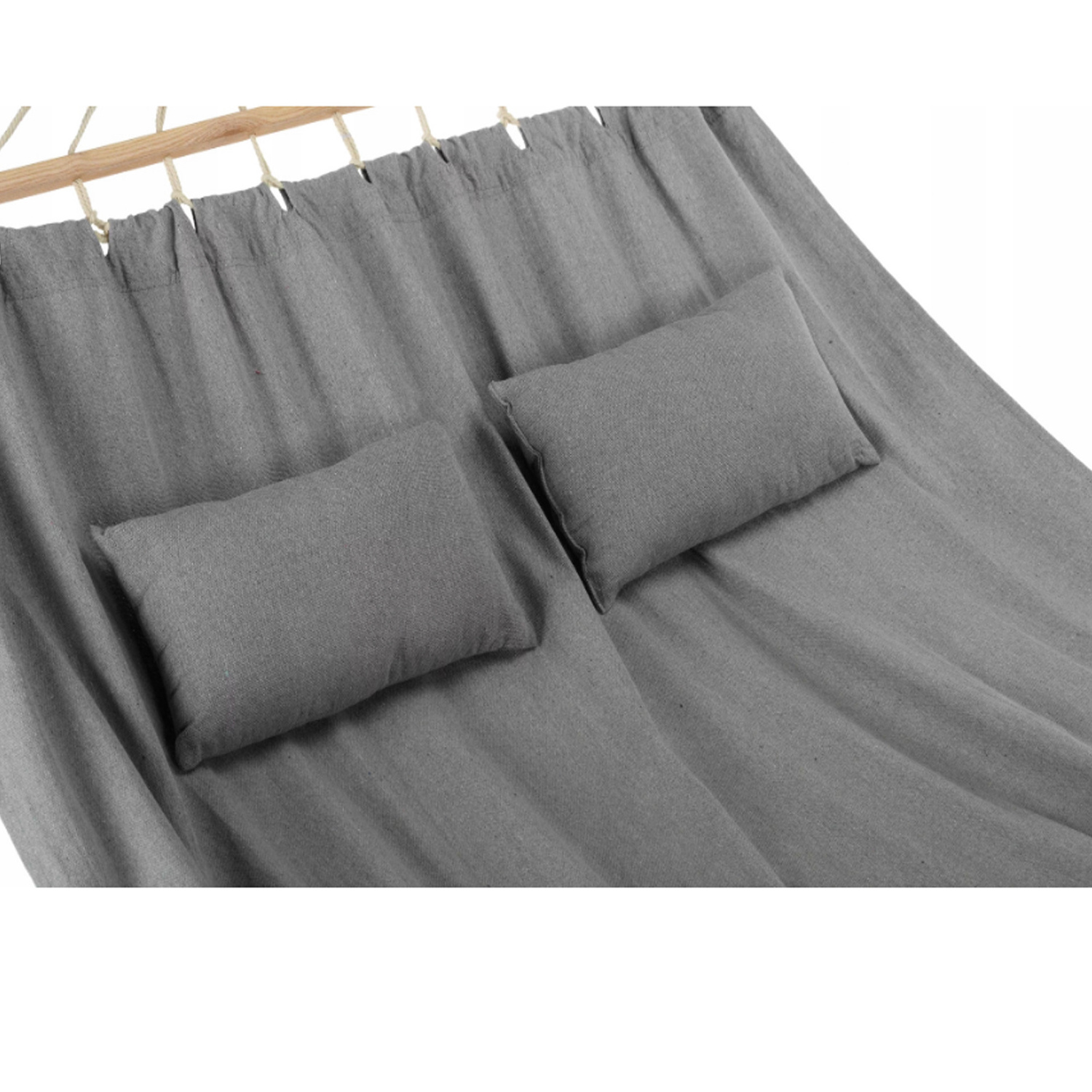 Outdoor Patio  Cotton Polyester Double Hammock With Two Throw Pillows