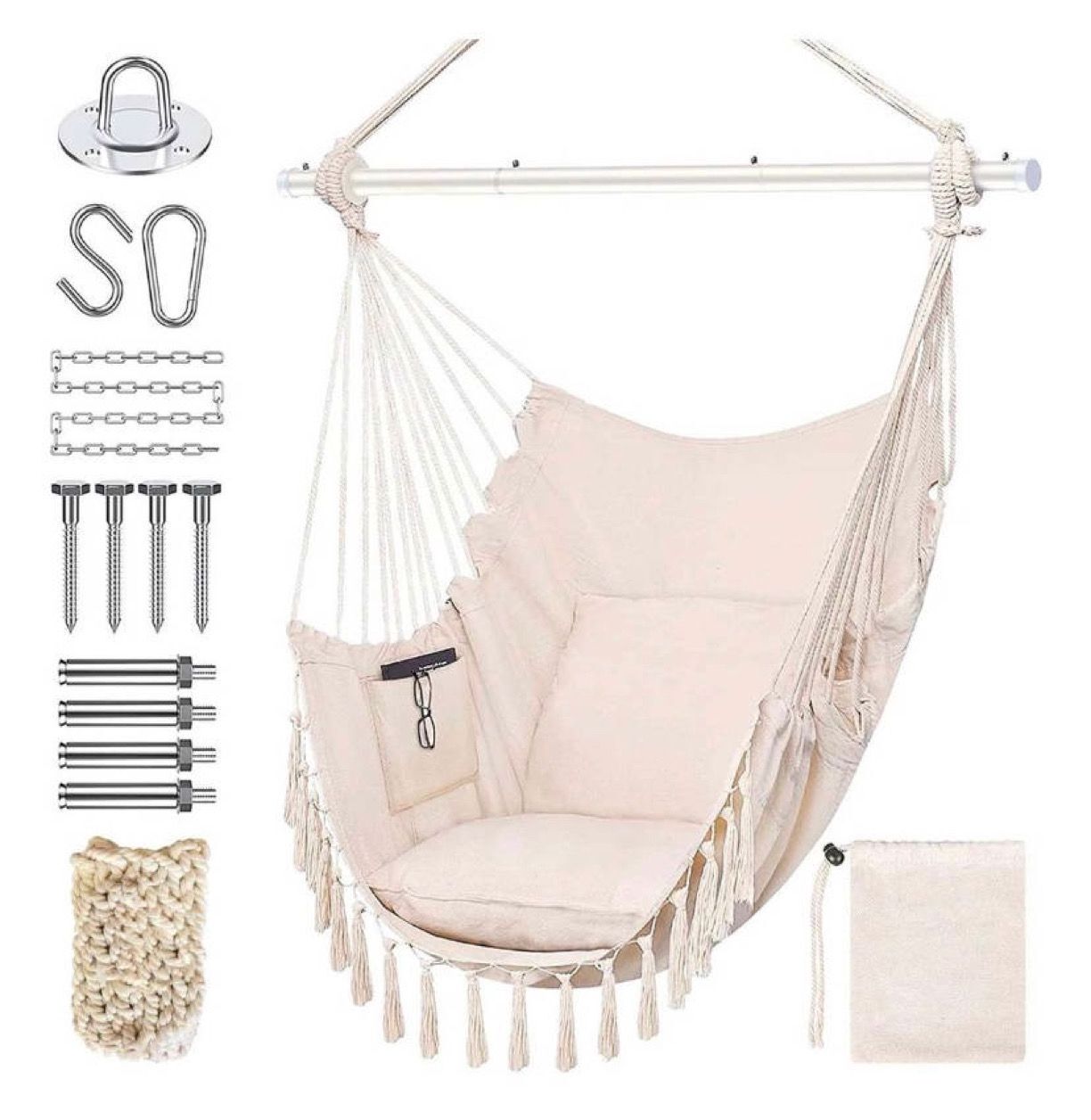 Home Foldable Lounger Grey Hanging Chair With Hanging Kits