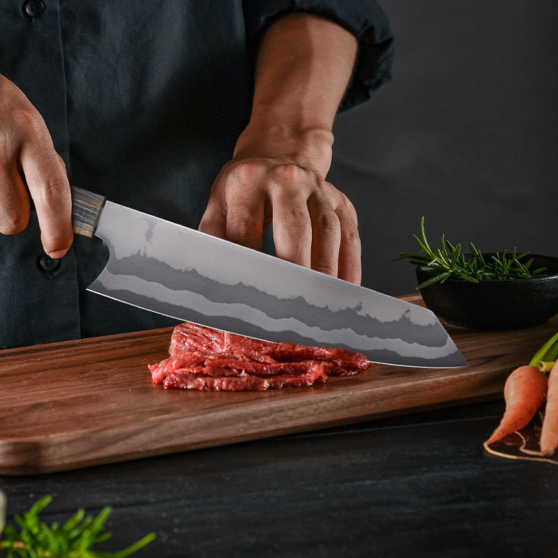 Chef's knife Cured wood handle 8-inch kitchen stainless steel 440C room slicer Carving knife