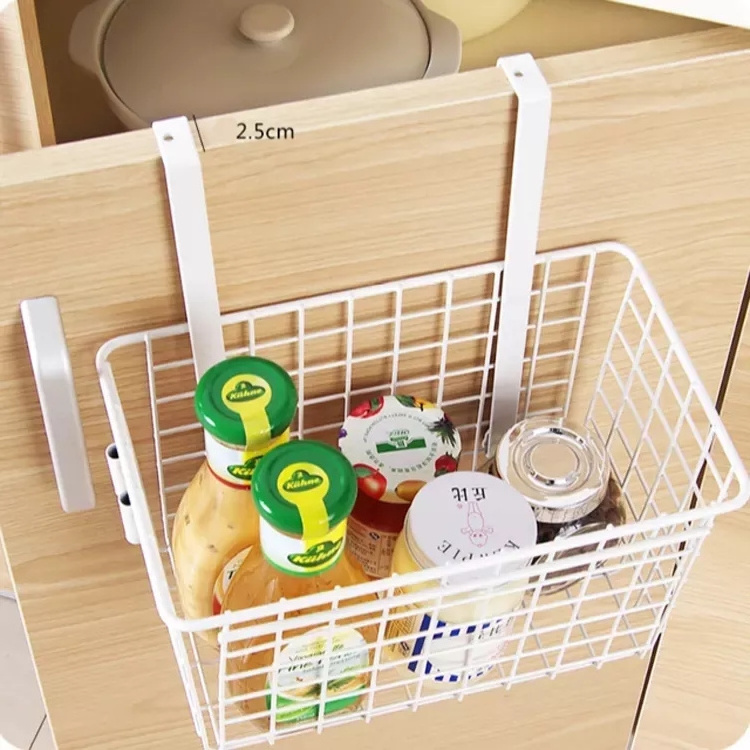 Grid Storage Baskets,Iron Wire Kitchen Cabinet Door Back Hanging Metal Storage Grid Basket For Sundries,Spice Rack