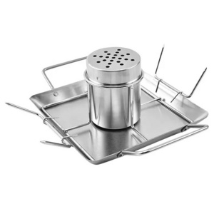 Stainless Steel Barbecue Chicken Grill Rack Holder With Vegetable Pan Beer Can Chicken Roaster Stand