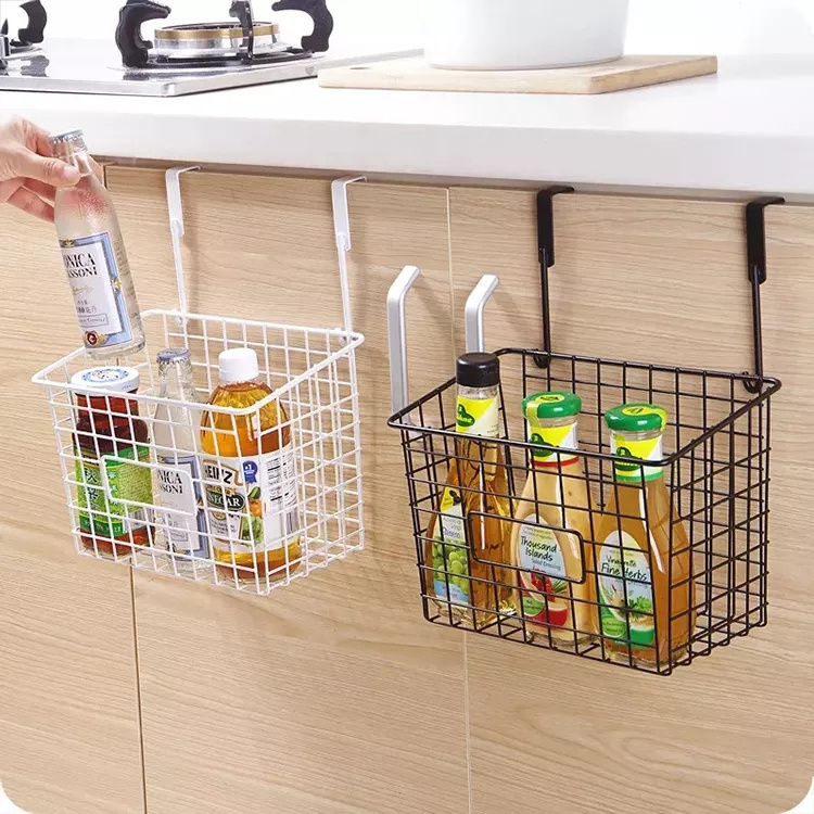 Grid Storage Baskets,Iron Wire Kitchen Cabinet Door Back Hanging Metal Storage Grid Basket For Sundries,Spice Rack