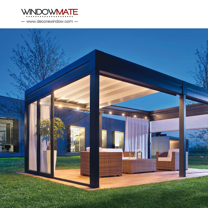 Aluminium gazebo outdoor bioclimatique 100% waterproof pergola with adjustable louvers leisure for house roof