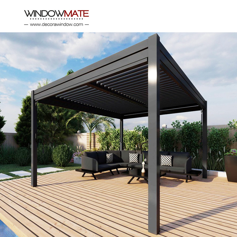 Aluminium gazebo outdoor bioclimatique 100% waterproof pergola with adjustable louvers leisure for house roof