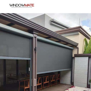 Motorized electric outdoor windproof ziptrack roller blinds for gazebo