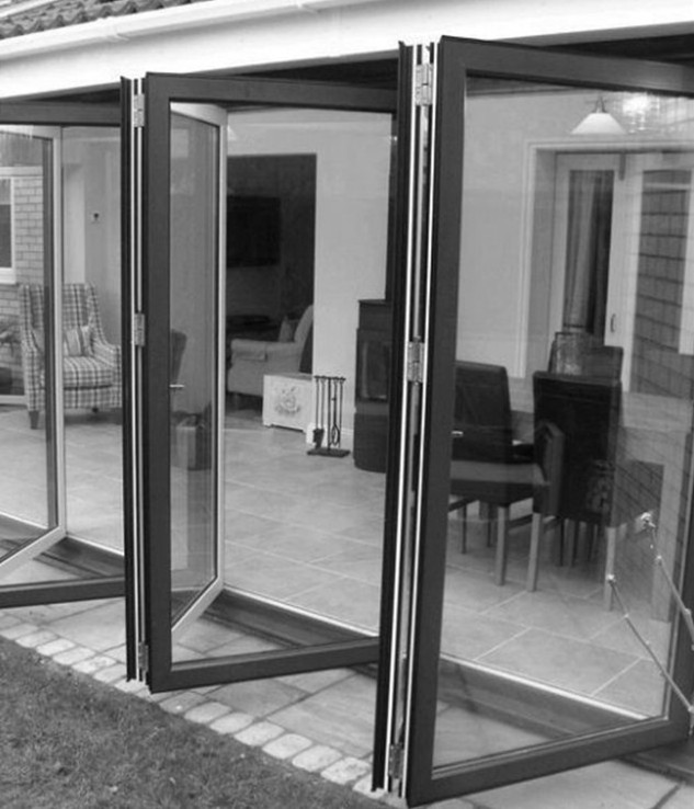 wood grain accordion veranda sliding folding aluminium doors bifolding window door aluminium bifolds