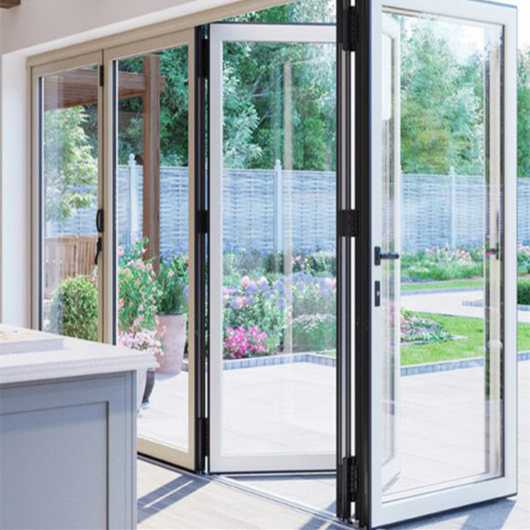 wood grain accordion veranda sliding folding aluminium doors bifolding window door aluminium bifolds