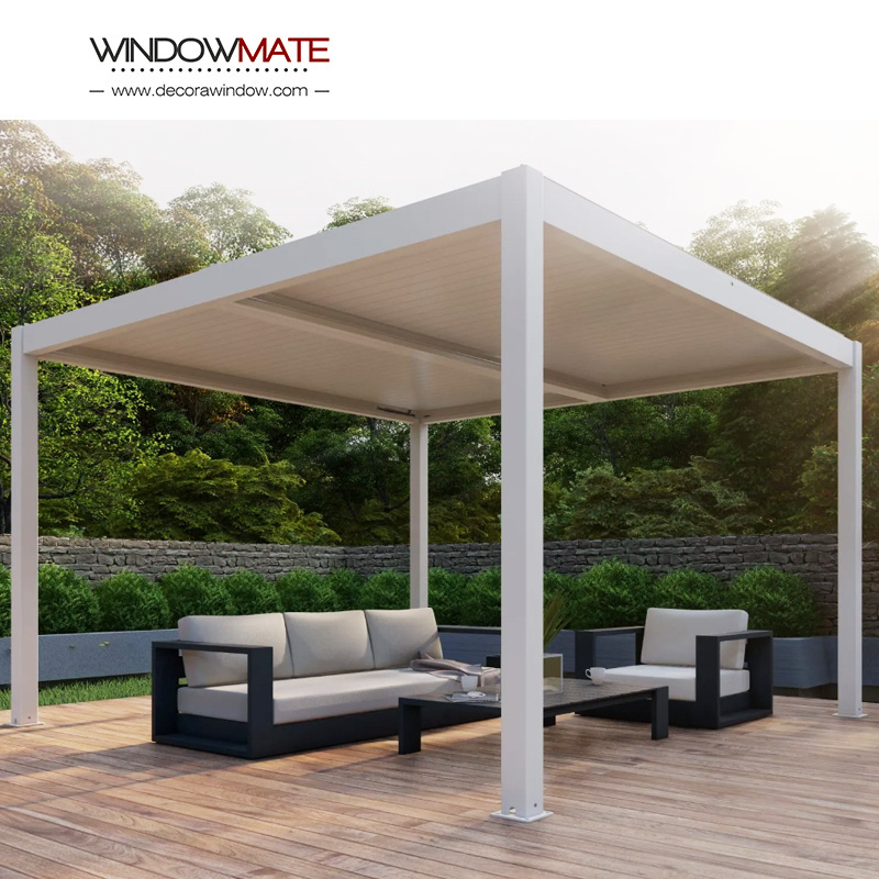 Outdoor electric opening and closing patio waterproof roof motorized auto bioclimatic garden pergola roof with adjustable louver