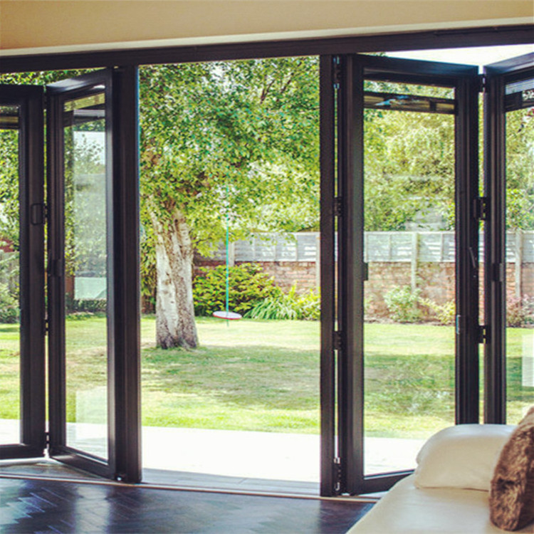 wood grain accordion veranda sliding folding aluminium doors bifolding window door aluminium bifolds