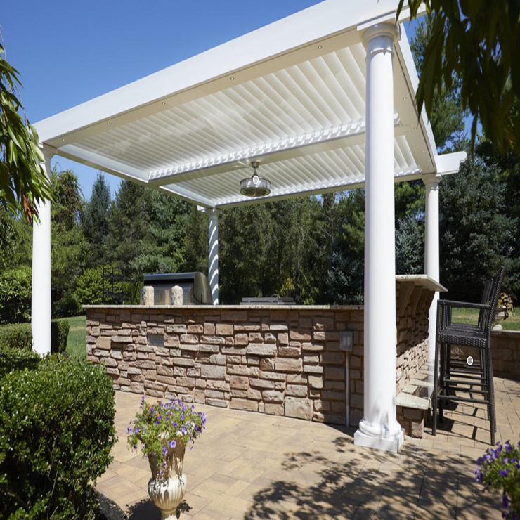 Modern Automatic Patio Gazebo Outdoor Aluminium Pergola Opening Louver Roof