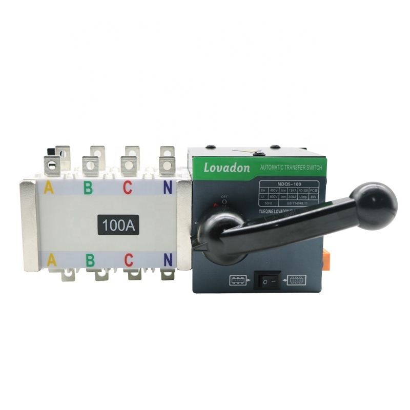 Three Phase 100 Amp 3P 4P ATS Automatic Manual Transfer Switch Changeover Switch for Distribution Power System