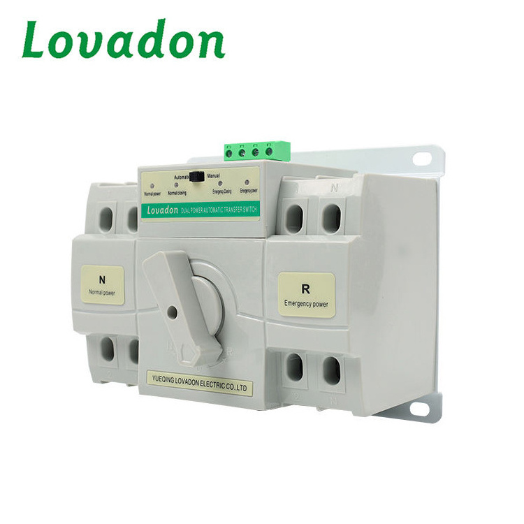 2P Electric AC Single Phase Dual Power 220V ATS Equipment controller Generator Changeover switch Automatic transfer switch 63A