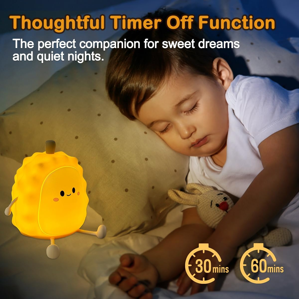 Night Light for Kids Cute Silicone Nursery Durian Lamp for Baby and Toddler LED Fruit NightLight for Boys and Girls