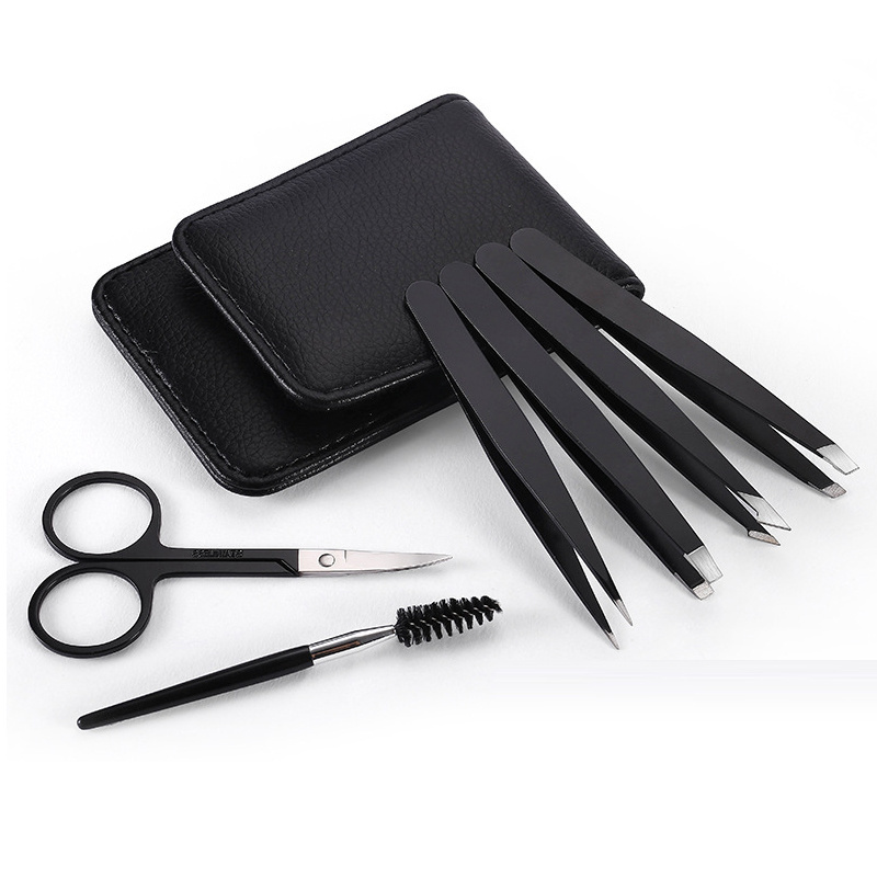 Custom Stainless Steel Professional Eyebrow Trimmer Tweezers Set with scissors