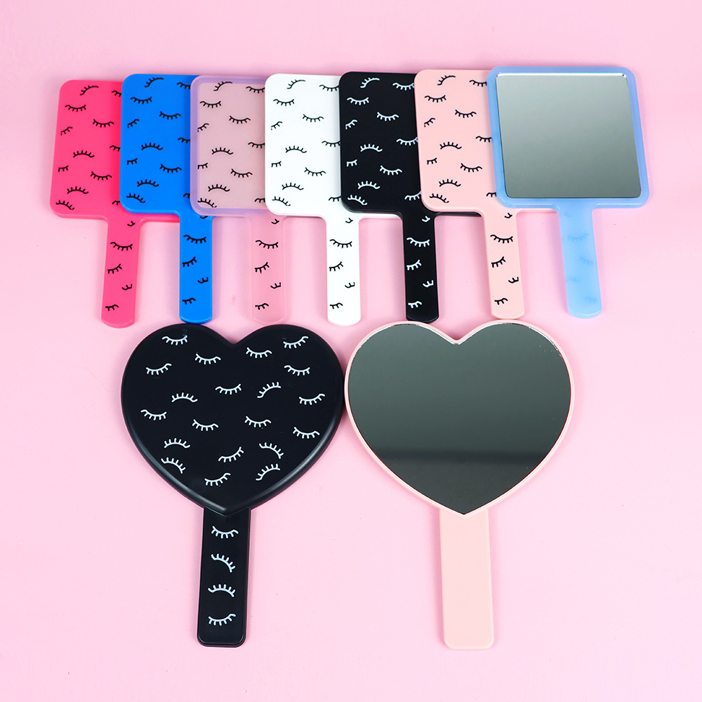 Custom Logo Eye Makeup Mirror Square Heart Lash Hand Mirror for Personalized Eyelash Pocket Mirror