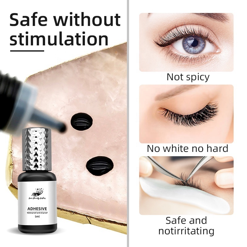 Waterproof Strong Bonding Long Lasting Semi Permanent Lash Adhesive Vegan Eyelash Extensions Glue with Custom Label Stickers