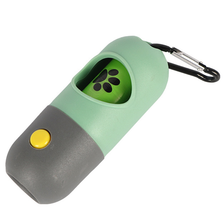 Flashlight Design Dog Waste Bag Holder Dispenser Pet Poop Bag Holder for Leash With Carabiner Clip for Lead Leash