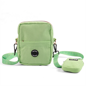 Pet Accessories Custom Logo Corduroy Dog Travel Walking Bag Crossbody Dog Training Treat Pouch Bag for Dogs