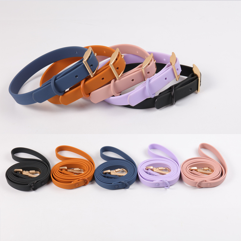 Wholesale PVC Pet Collar Manufacturer Solid Color Waterproof Dog Collar Multicolor Pvc Dog Collar And Leash Set