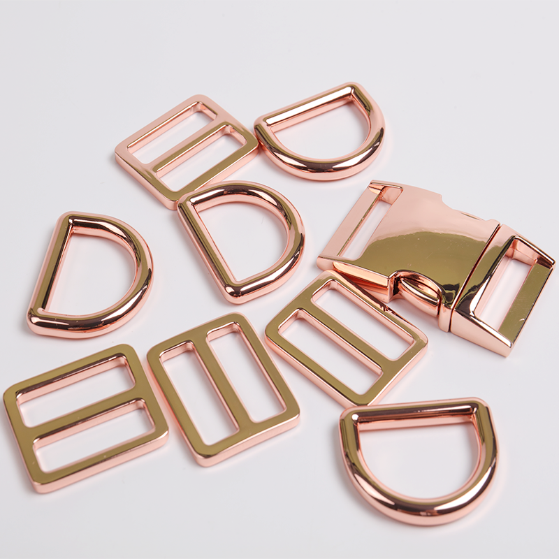 Manufacturer High Quality Rose Gold Zinc Alloy Custom Adjustable Metal buckle For Dog Collars Harness 25mm