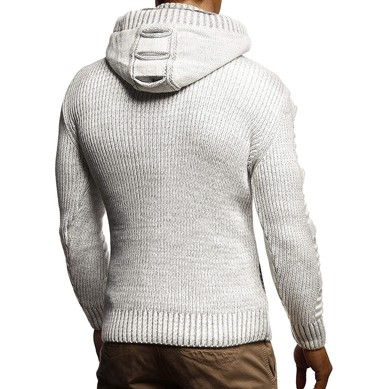 2021 Autumn Winter High Quality Ripped Long Sleeve Hooded cardigan Knit casual jacket zipper Sweater for Men