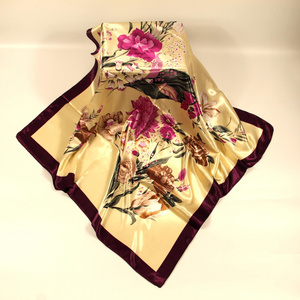 Factory direct Printed Plain digital print satin scarf wholesale tied handle bag scarfs Narrow cheap silk scarves