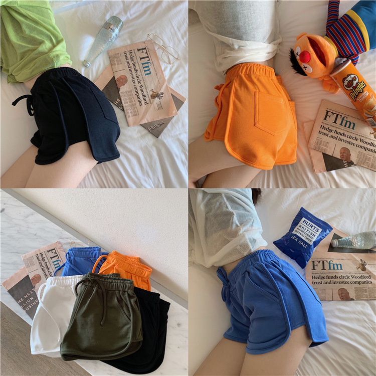 Wholesale biker shorts women sport active wear elastic drawstring workout pants gym clothes sexy hot snack shorts with pocket