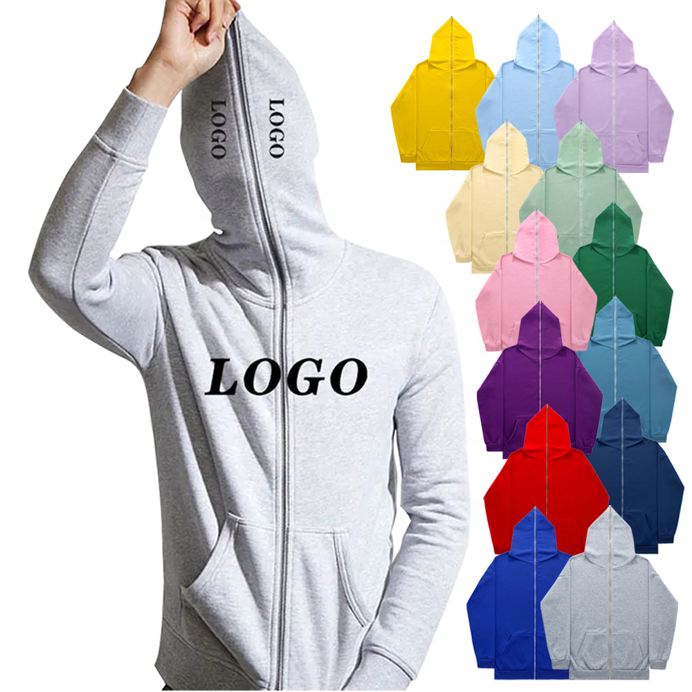 Wholesale Unisex High Quality Custom Hoody Jacket Men Hoodi Blank Full Zipper Face Zip Up Men's Hoodie