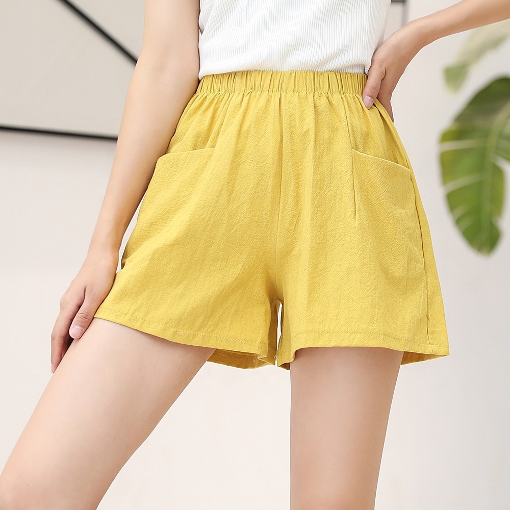 Hot Selling Linen Cotton Ladies Summer High Waist Pants New Sports Casual Women Blank Custom Shorts