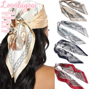 Loveda Custom Private Label Women 100% Silk Hair Bandanas Satin Head Multi Color Scarves For Painting