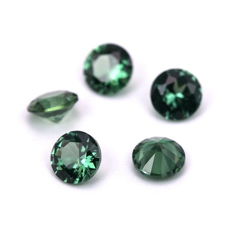 Wholesale Loose Gemstone 152# Round Shape Green Synthetic Spinel Price Per Carat