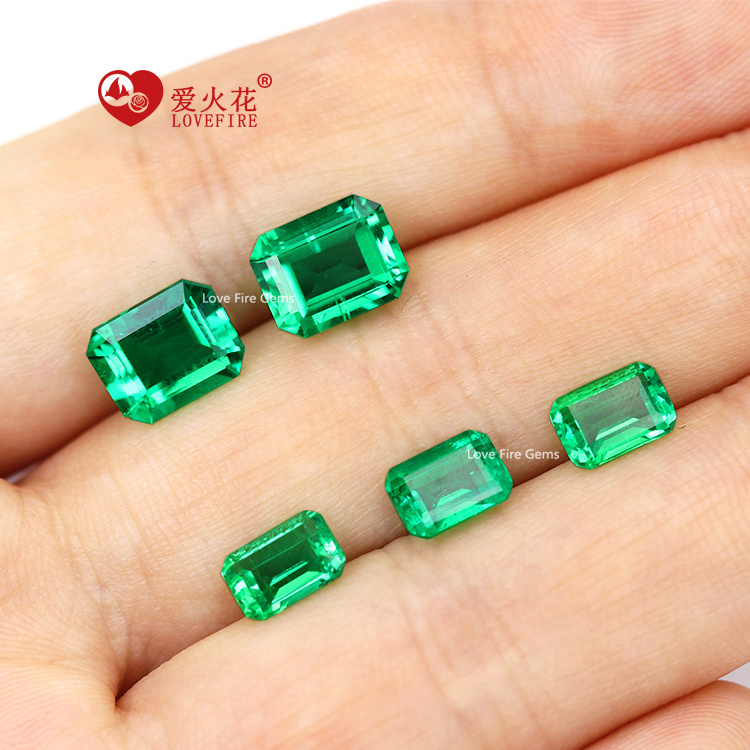 wholesale Oval Octagon emerald stone price loose gemstone hydrothermal synthetic colombla lab grown emerald