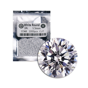 1000pcs/pack 1.5mm 3A grade white cz gems round star loose cz gemstone cubic zirconia for jewelry making