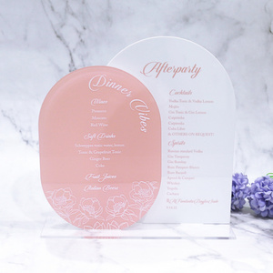 Table Number With Menu Wedding White Acrylic Sign Pink Table Decor With Base