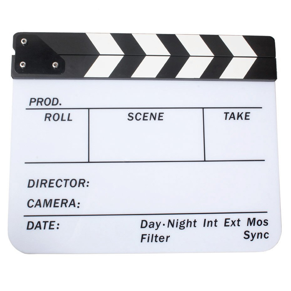 New Acrylic Clapboard Clapboard Dry Erase Director Film Movie Cut/ Action Clapper Board Slate with Magnet Sticks