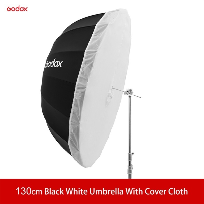 Godox UB-130W 51in 130cm Parabolic Black White Reflective Umbrella Studio Light Umbrella with White Diffuser Cover Cloth