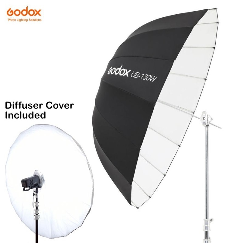 Godox UB-130W 51in 130cm Parabolic Black White Reflective Umbrella Studio Light Umbrella with White Diffuser Cover Cloth