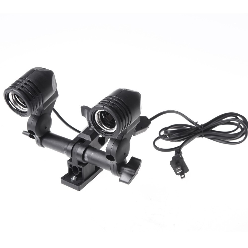 Dual Twin Lamp Bulb Holder E27 Socket Flash Umbrella Bracket light head E 27 Socket Flash Umbrella Bracket 2pcs