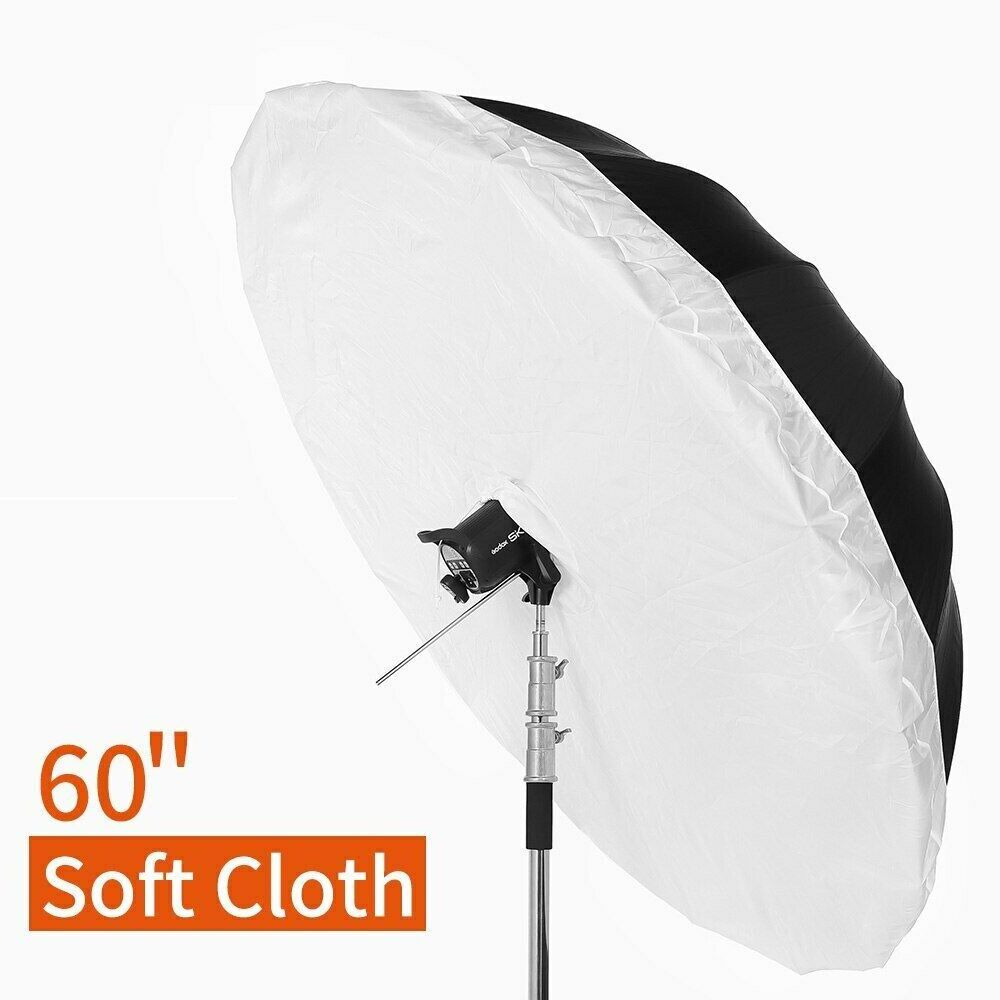 Godox 60inch 150cm Black Silver Reflective Umbrella Studio Lighting Light Umbrella with Large Diffuser Cover