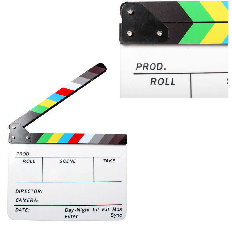 Colorful Photogrpahy Prop Acrylic Clapboard Clapperboard Dry Erase Director Film Movie Cut/ Action Clapper Board Slate