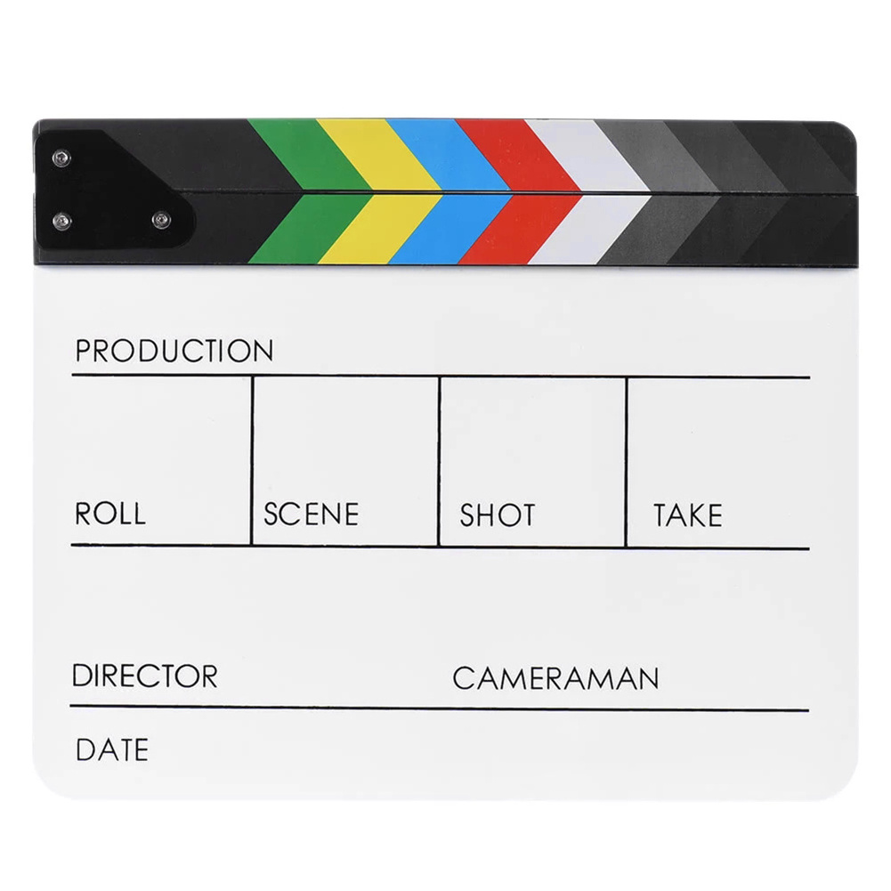 Color Clapper board With pen Acrylic background movie Colorful director Scene Clapper Cut prop