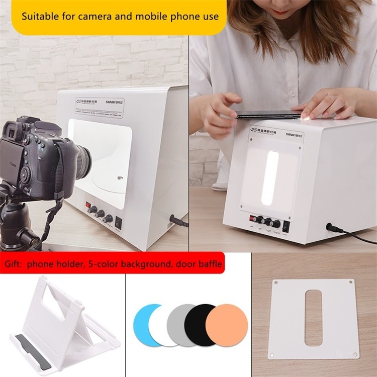 New Design Digital TB20 SANOTO Mini Photo Studio Photography Light Box Dimmable with Rotating Turntable For Jewelry & Gadget