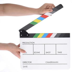 Colorful Photogrpahy Prop Acrylic Clapboard Clapperboard Dry Erase Director Film Movie Cut/ Action Clapper Board Slate