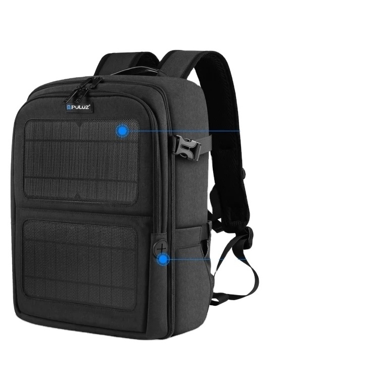 New PULUZ Solar Power Outdoor Portable Camera Dual Shoulders Backpack Laptop Bag Outdoor Backpack