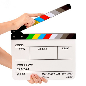 New Acrylic Clapboard Clapboard Dry Erase Director Film Movie Cut/ Action Clapper Board Slate with Magnet Sticks