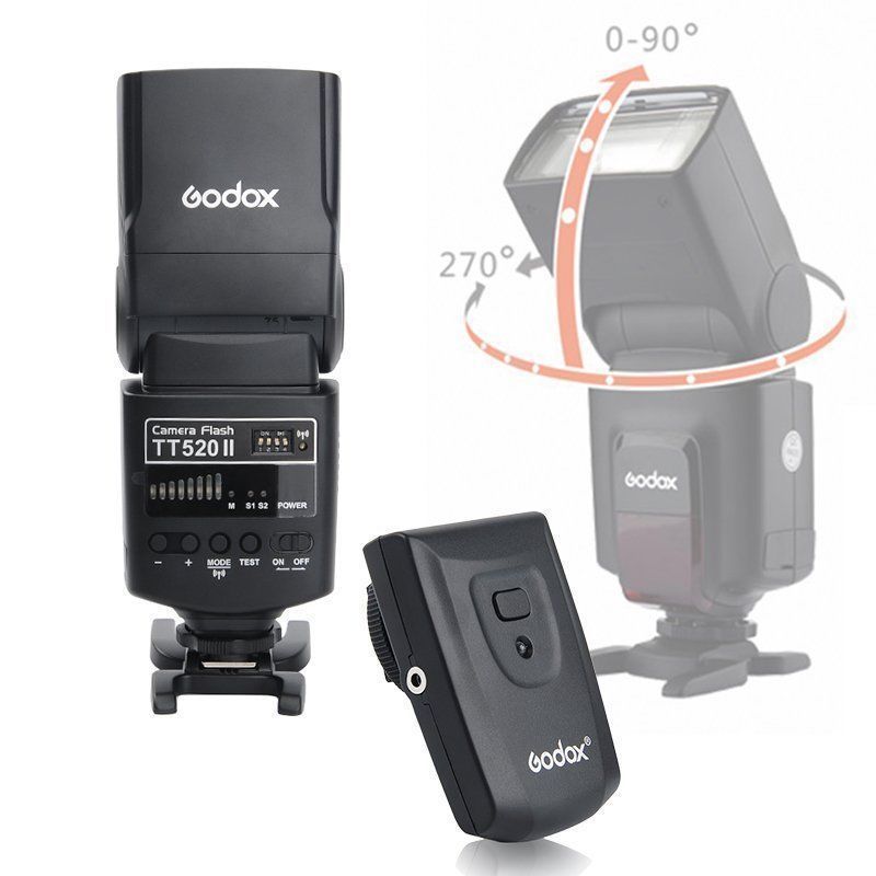 Godox Newest Camera Flash TT520II GN33 Build-in 433MHz + RT Transmitter for All Cameras