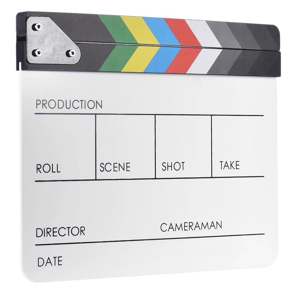 Color Clapper board With pen Acrylic background movie Colorful director Scene Clapper Cut prop